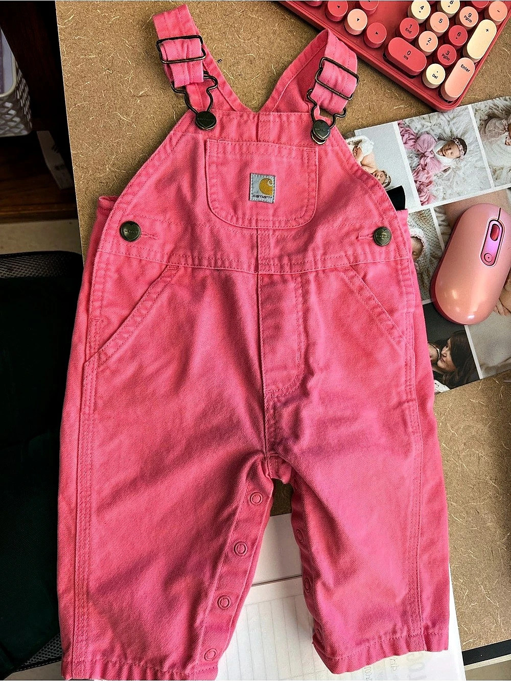 Carhartt Infant Girls Canvas Bib Overalls Pink Baby 3M